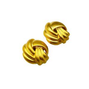 Vintage Vanecci Clip On Earrings Italian Matte Gold Tone Love Knots